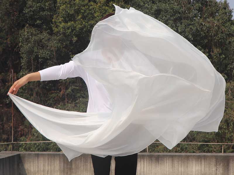 White 5 Mommes 2.7m*1.4m (3 yds x 55") belly dance silk veil 