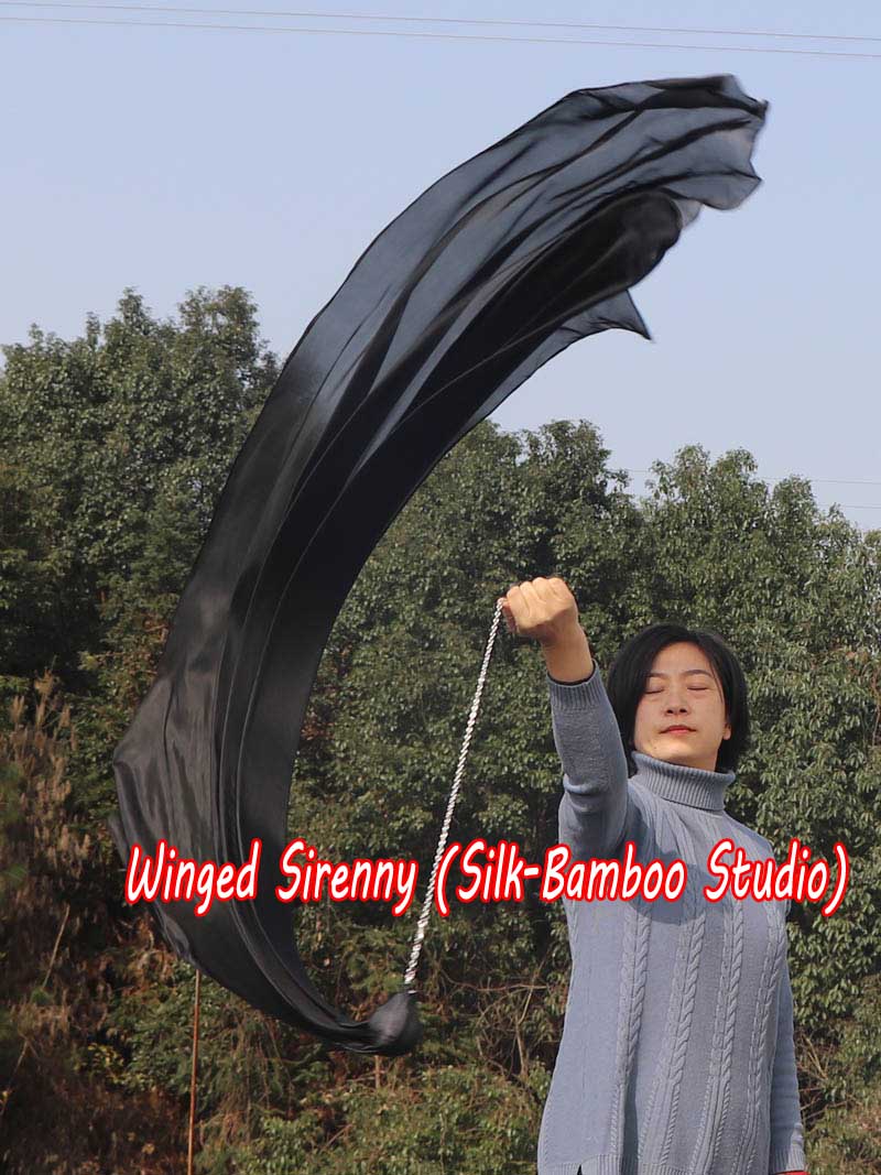 1 Piece black 1.8m (70") dance silk veil poi