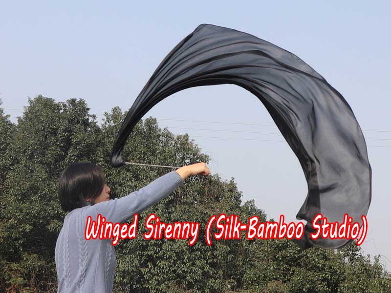 1 Piece black 1.8m (70") dance silk veil poi