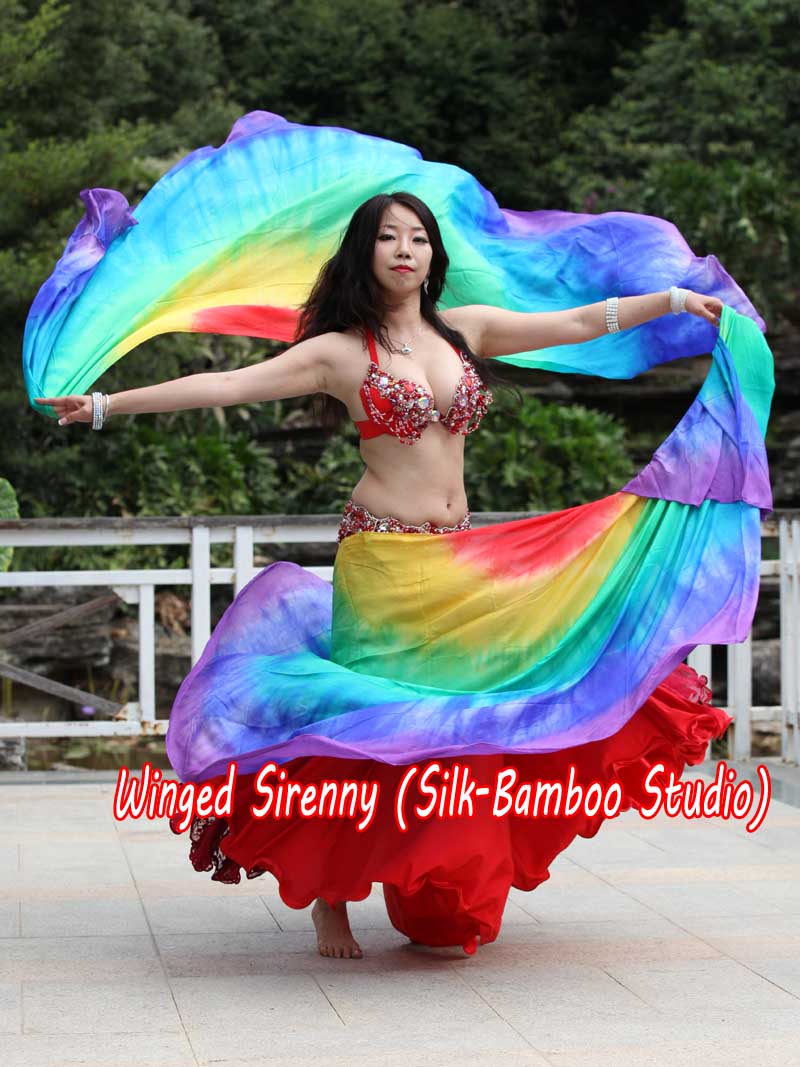 1 PIECE Rainbow circular 8 Mommes belly dance silk veil