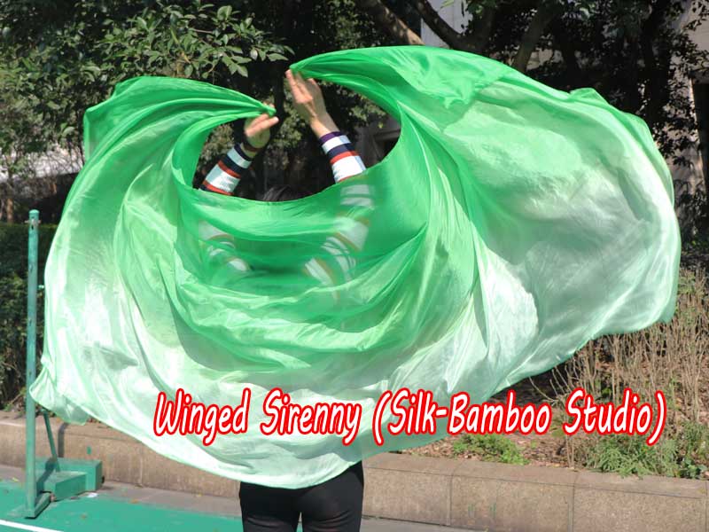 1 piece green shading 5 Mommes belly dance silk veil 