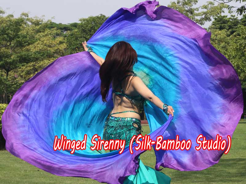 1 PIECE green-turquoise-blue-purple circular 8 Mommes belly dance silk veil