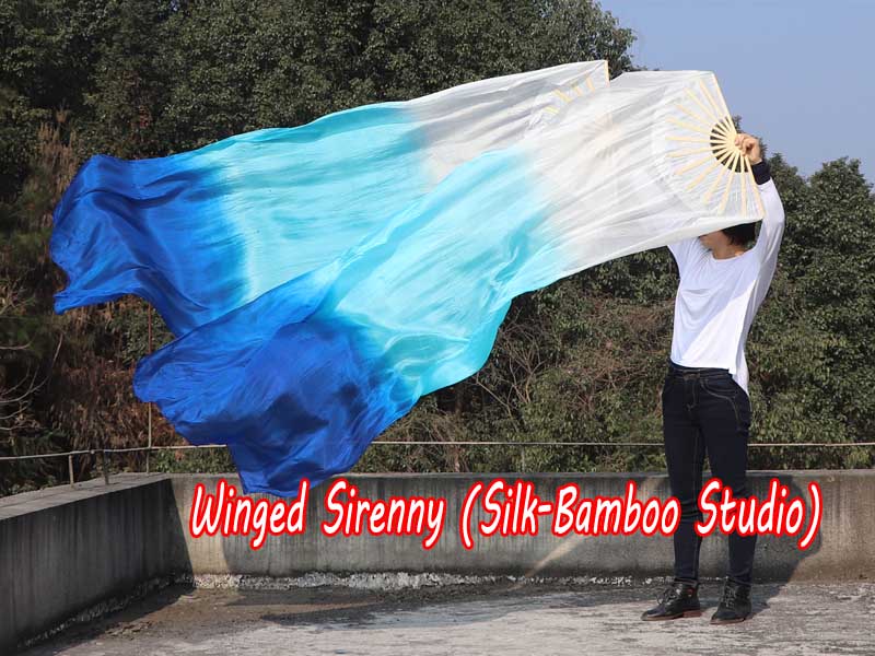 1 pair 2.4m (94") Royalty belly dance silk fan veils