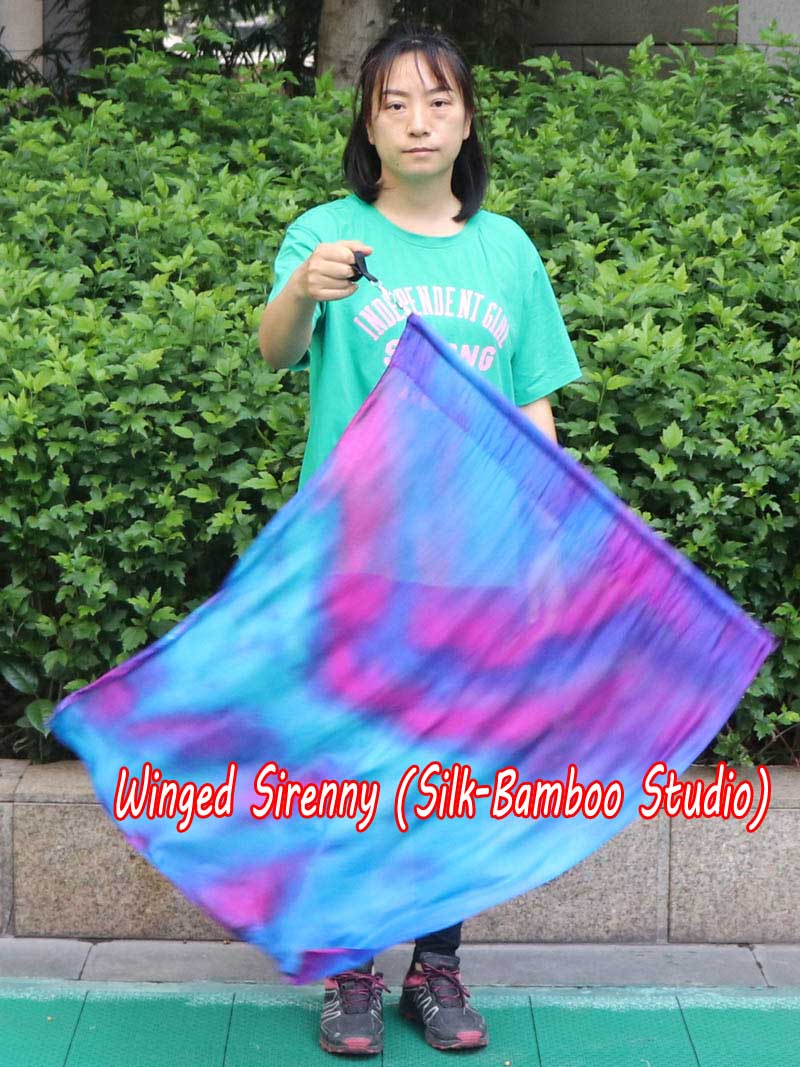 1pc 81cm (32") spinning silk flag poi for Worship & Praise, Mermaid Dream