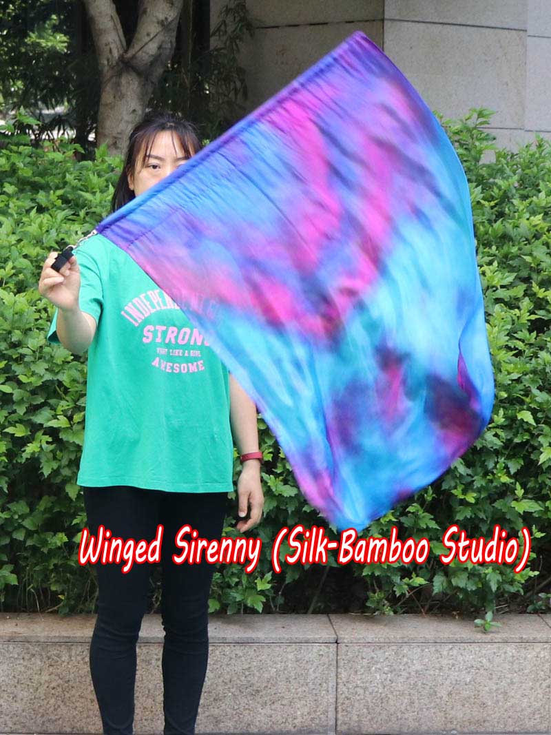 1pc 81cm (32") spinning silk flag poi for Worship & Praise, Mermaid Dream