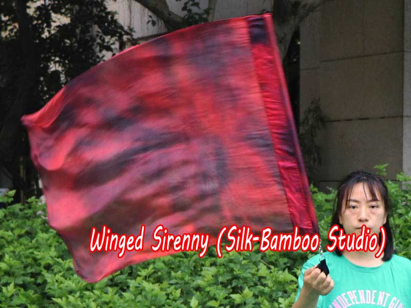 1pc 81cm (32") spinning silk flag poi for Worship & Praise, Lava