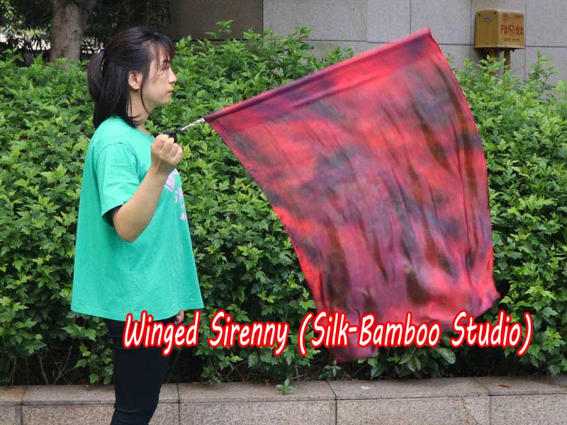1pc 81cm (32") spinning silk flag poi for Worship & Praise, Lava