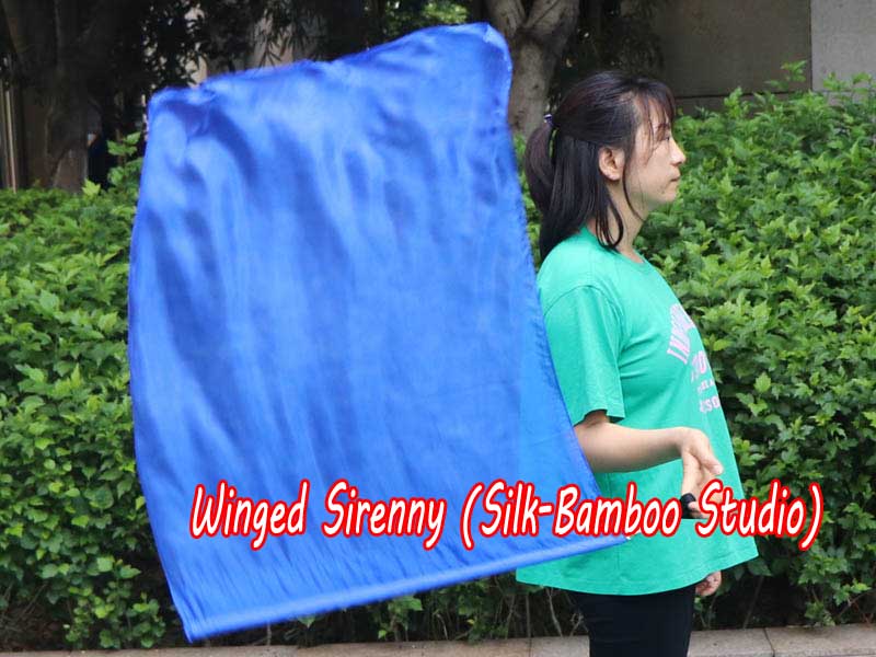 1pc 81cm (32") spinning silk flag poi for Worship & Praise, blue