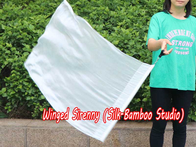 1pc 81cm (32") spinning silk flag poi for Worship & Praise, white