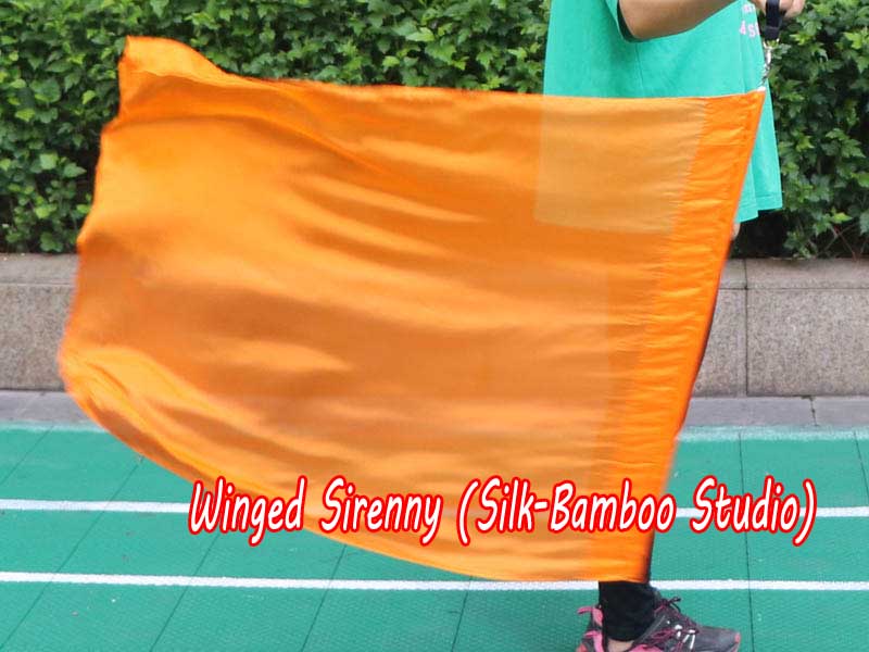 1pc 81cm (32") spinning silk flag poi for Worship & Praise, orange