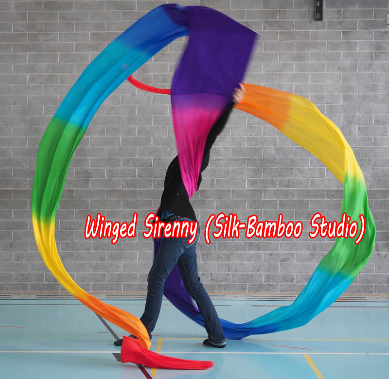 1 set Rainbow (B) 8mm habotai silk 12m (13 yds) Chinese dance ribbon