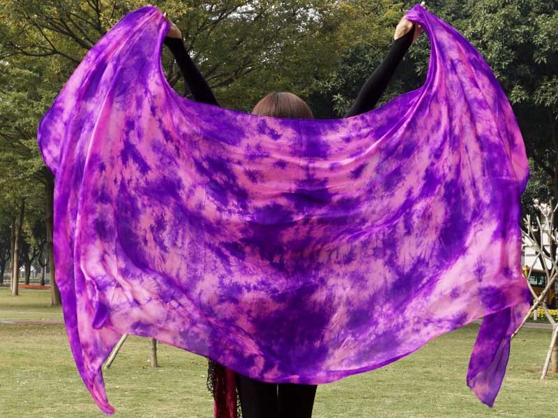 1 piece purple+pink tie-dye 5 Mommes belly dance silk veil 