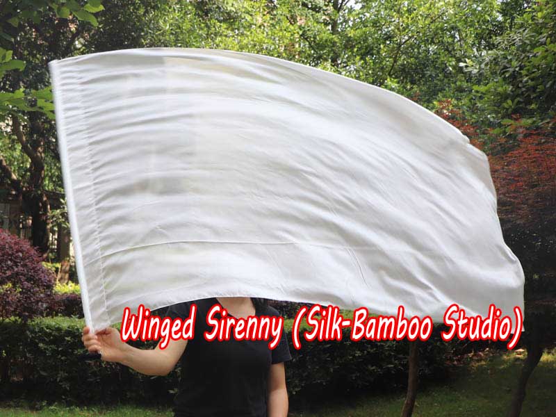spinning silk flag poi 129cm (51") for Worship & Praise, white
